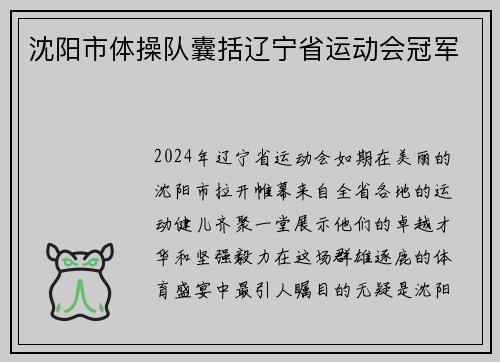 沈阳市体操队囊括辽宁省运动会冠军